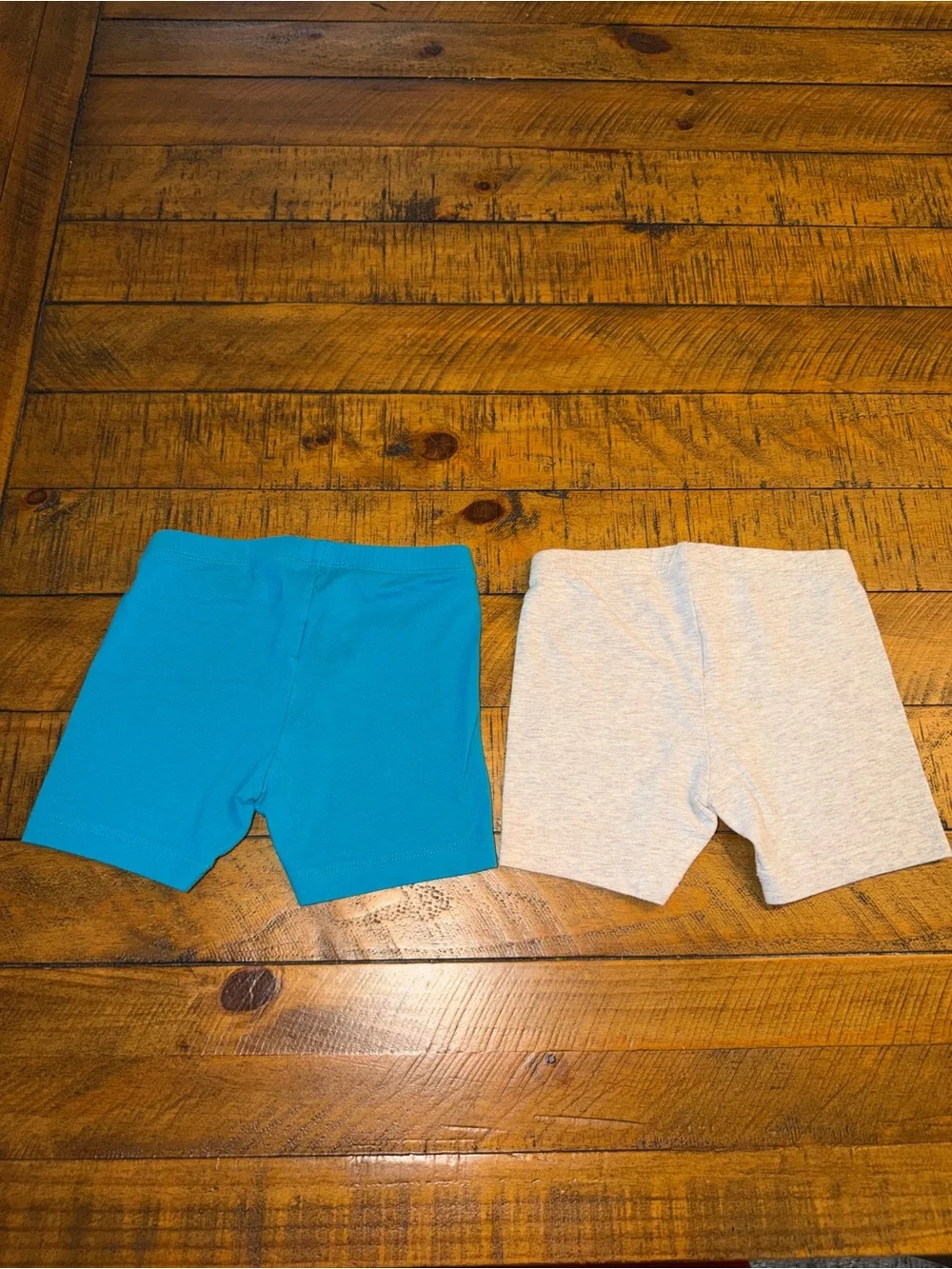 Toddler Girl Stretch Bike Shorts - Blue and Light Gray